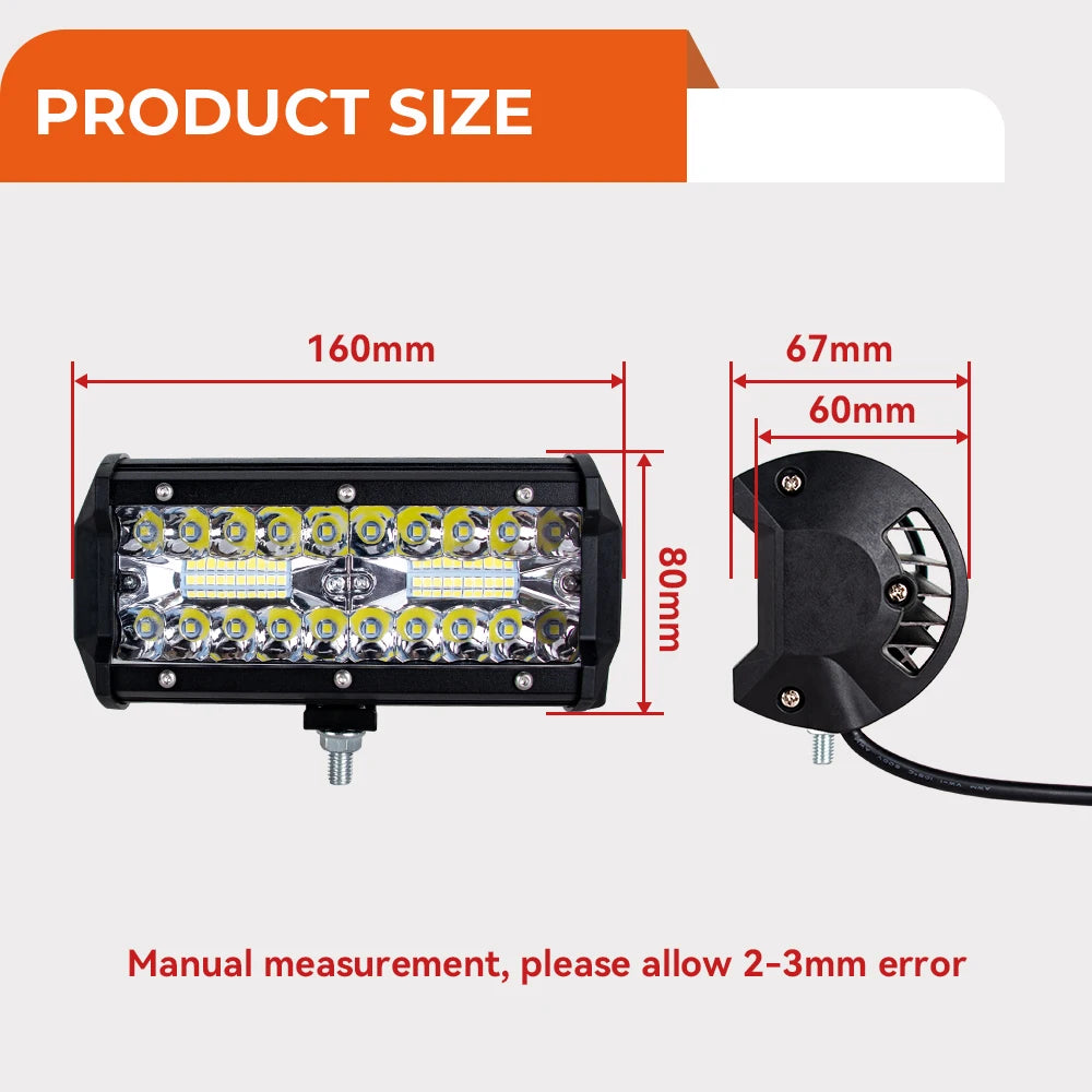12V 24V LED Work Light Bar 4 Inch Square Offroad Light