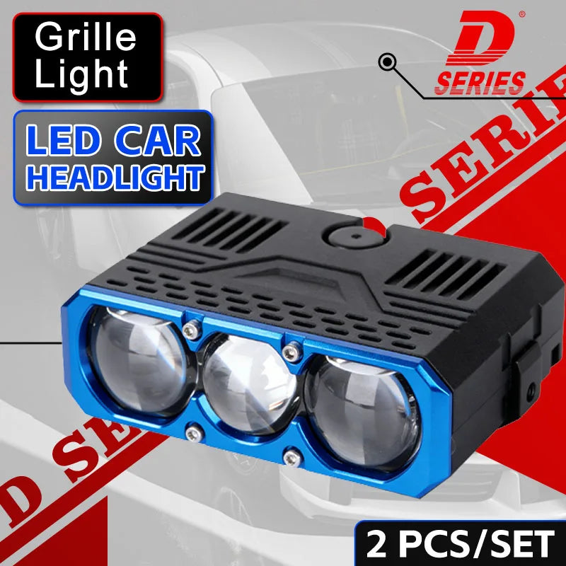 New Triple Lens LED Spotlight LED Headlight Universal Grille Light Car Accessories For Car Motorcycle OFF-Road SUV ATV