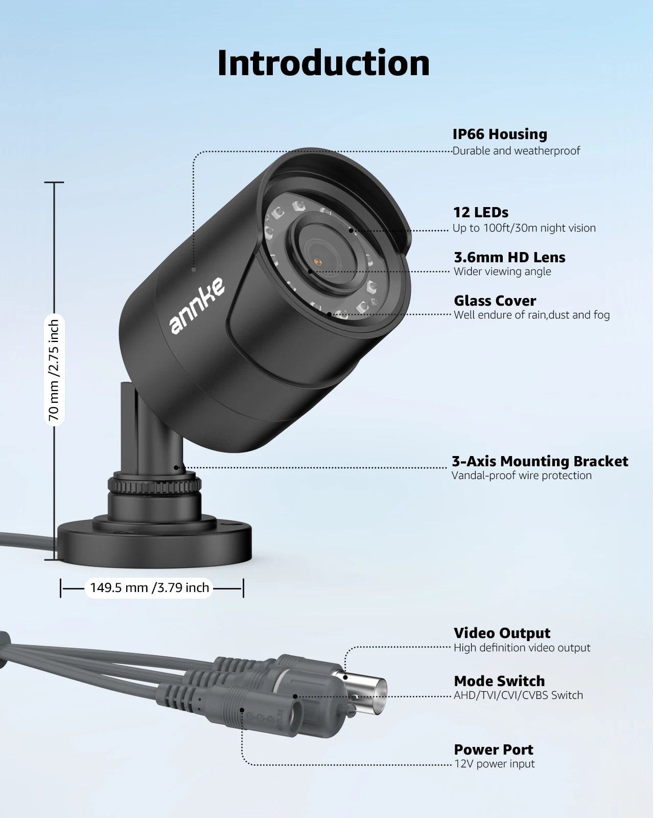 ANNKE 2MP 1080P Outdoor Security Camera with Smart IR