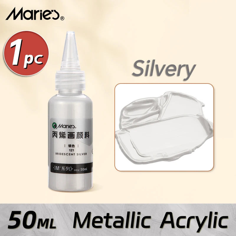 50ml Metallic Akrylmaling i Perlemorsagtig Guld & Sølv