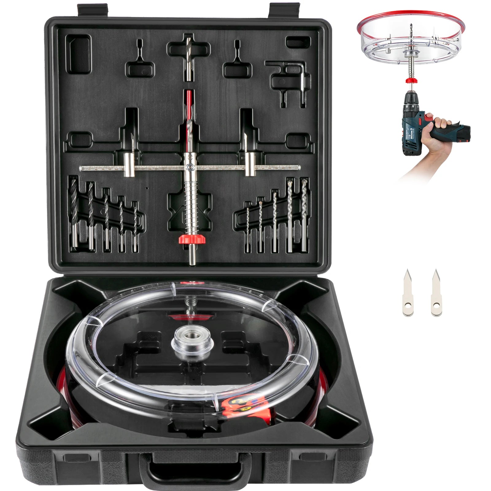 SucceBuy 40-200mm 40-300mm Adjustable Steel Hole Saw Cutter Kit w/ Shield Hole Cutter Drill Bit DIY Tool Sheetrock Veneer Slate