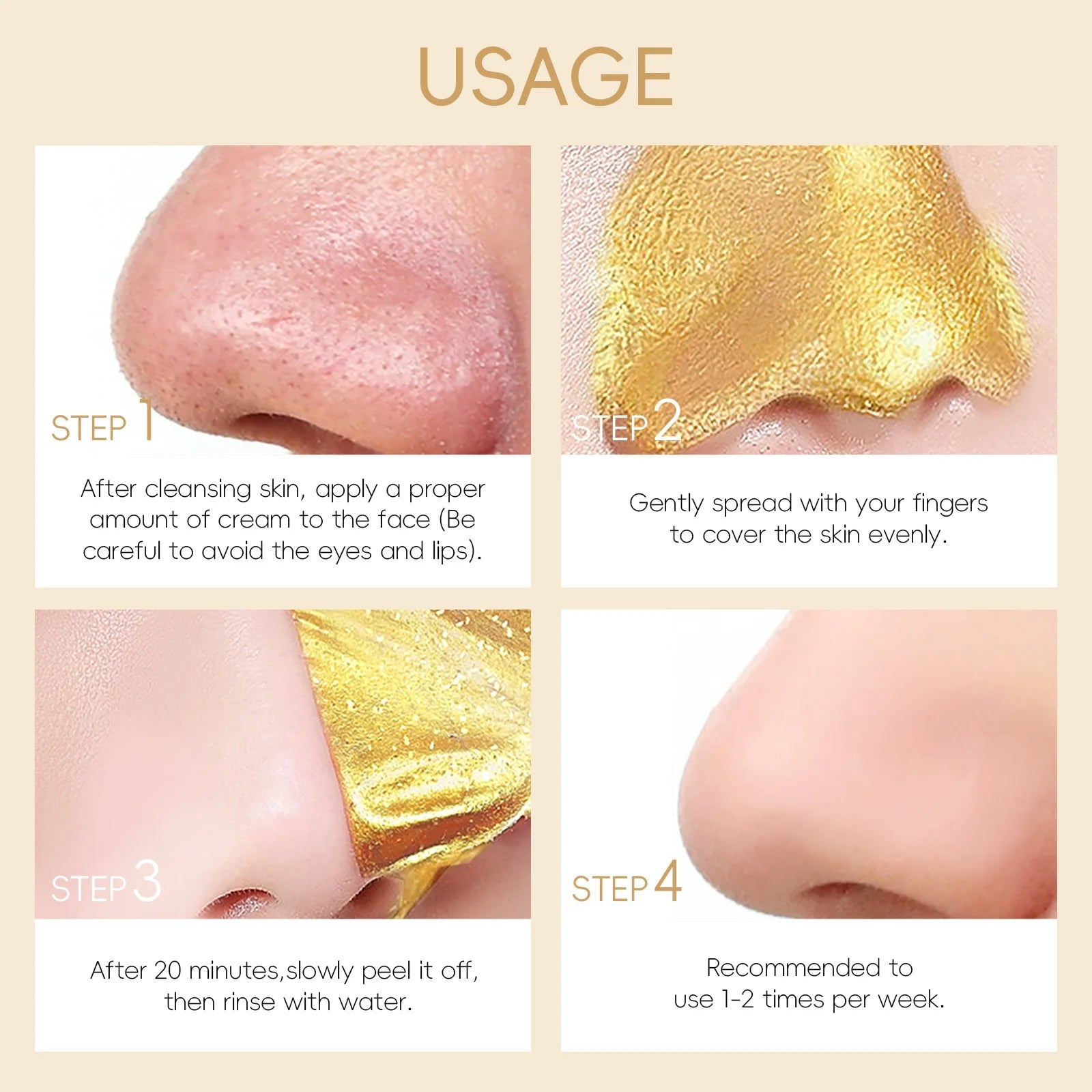 1/2/3pcs LAIKOU 24K Gold Snail Collagen Peel Off Tearing Face Mask Deep Cleansing Remove Blackhead Face Care Tear Off Mask
