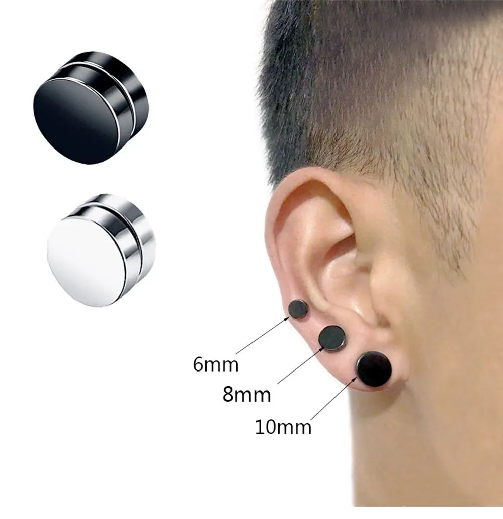 1Pair Fashion Magnetic Clip Ear Stud Non Piercing Earrings Fake Earrings Gift for Men Women Jewelry