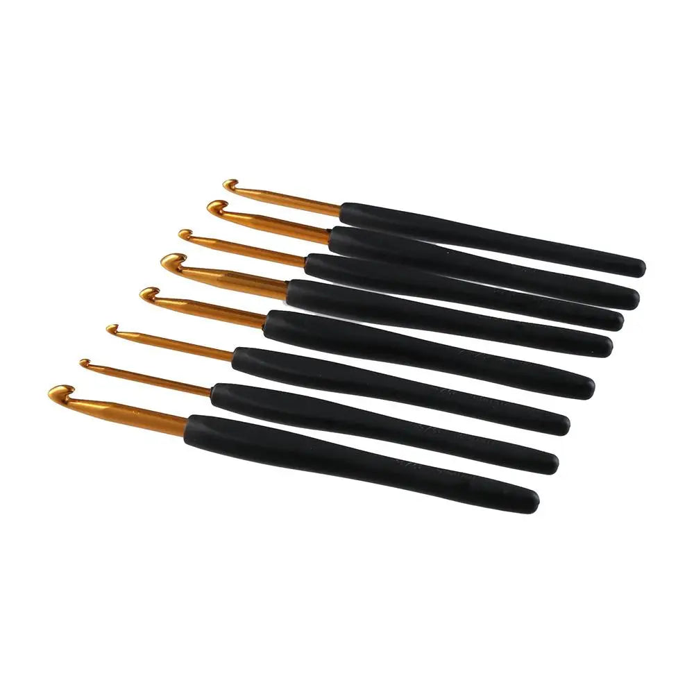 8PCS Black Crochet Hooks Set for Arthritic Hands,Ergonomic Crochet Hook Soft Crochet Needle,2.5-6.0mm Crochet Kit for Beginners