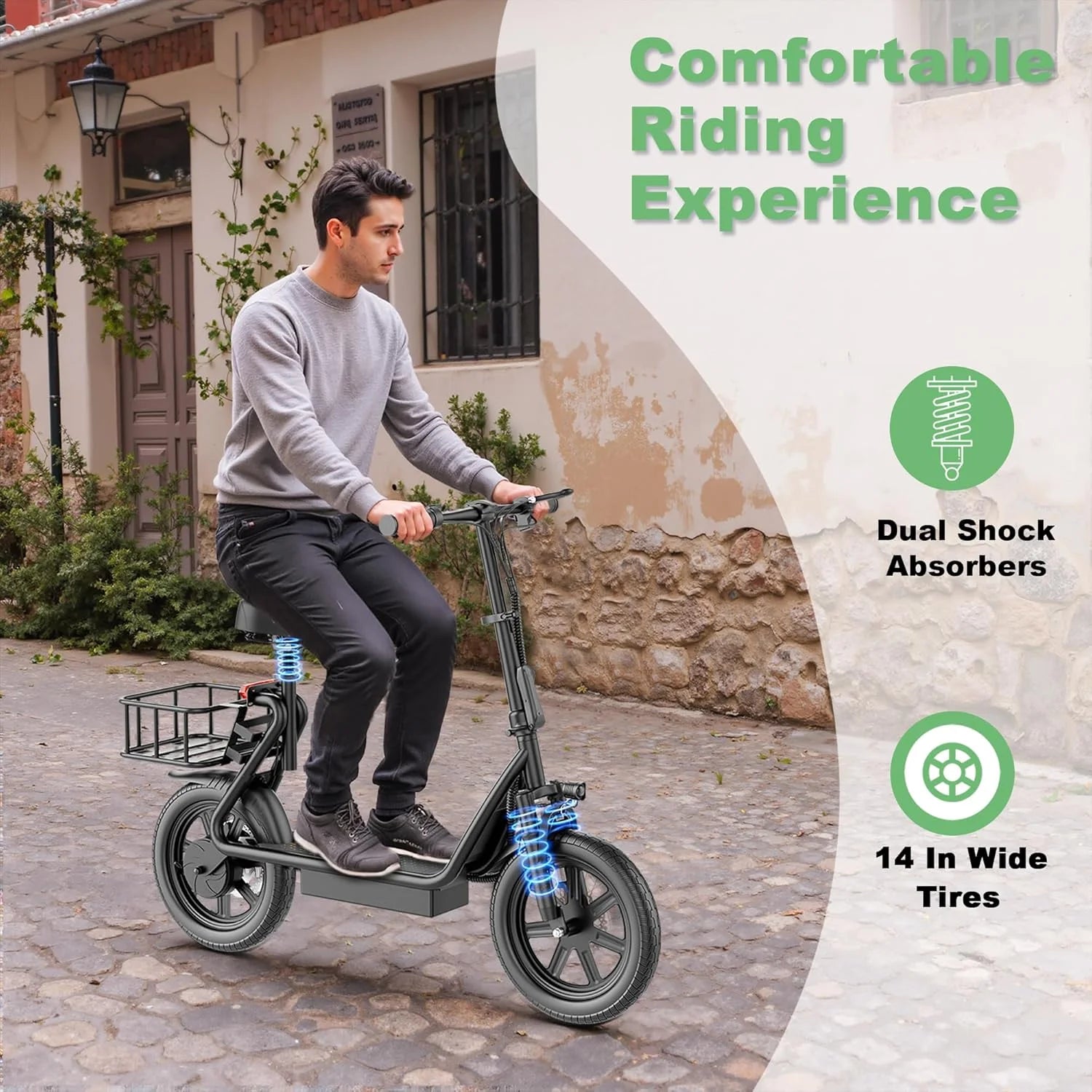 500W Foldable Electric Bike 28-Mile Range 21MPH 14" Tires