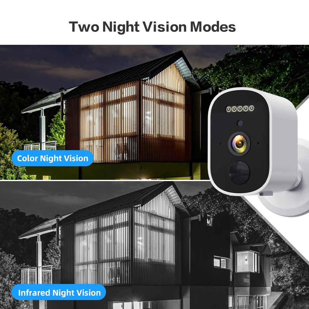 2K 3MP Wireless Solar Security Camera with Battery and Night Vision