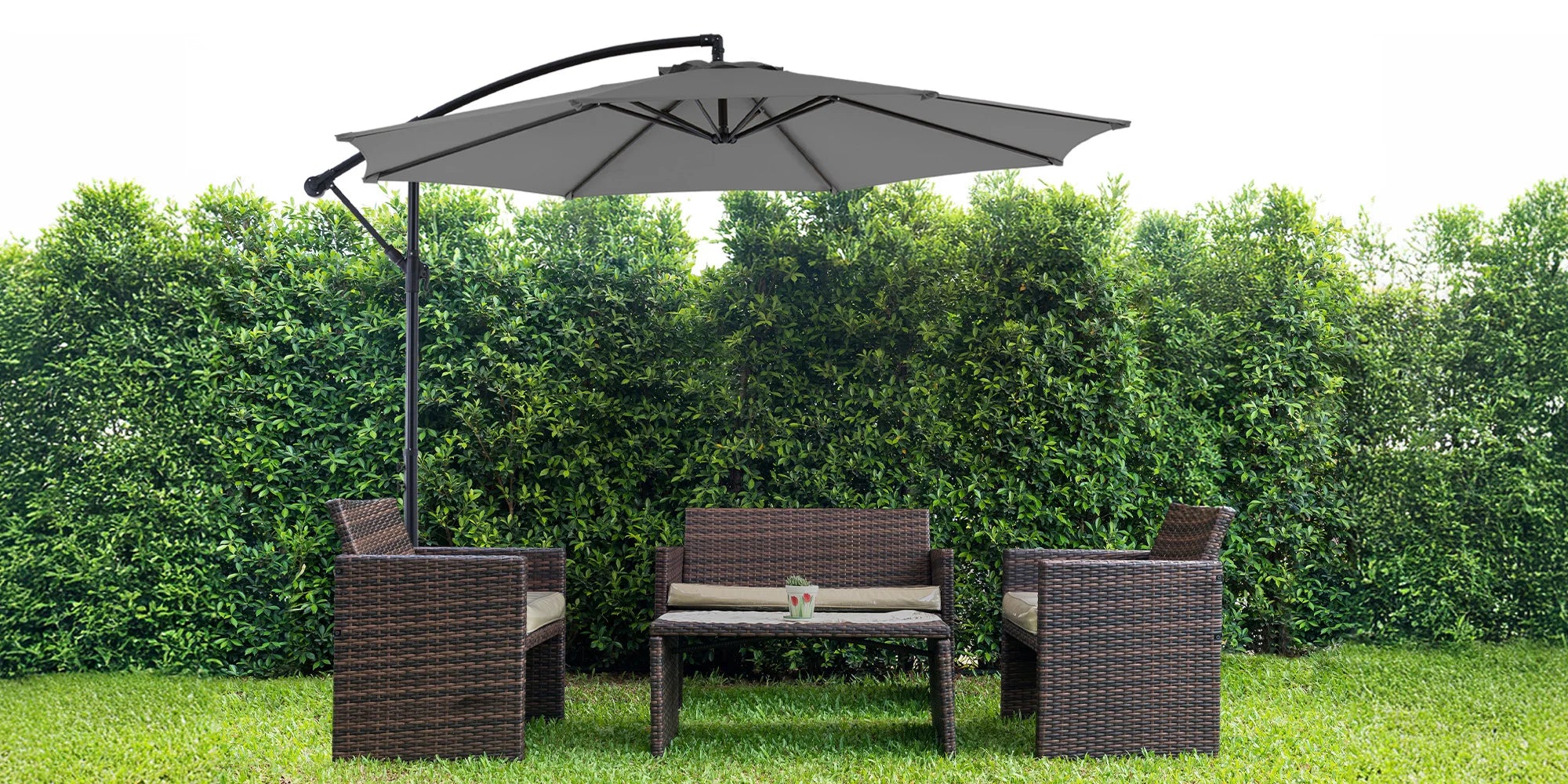 10FT Udendørs Parasol med Vip og UV50+ Solbeskyttelse