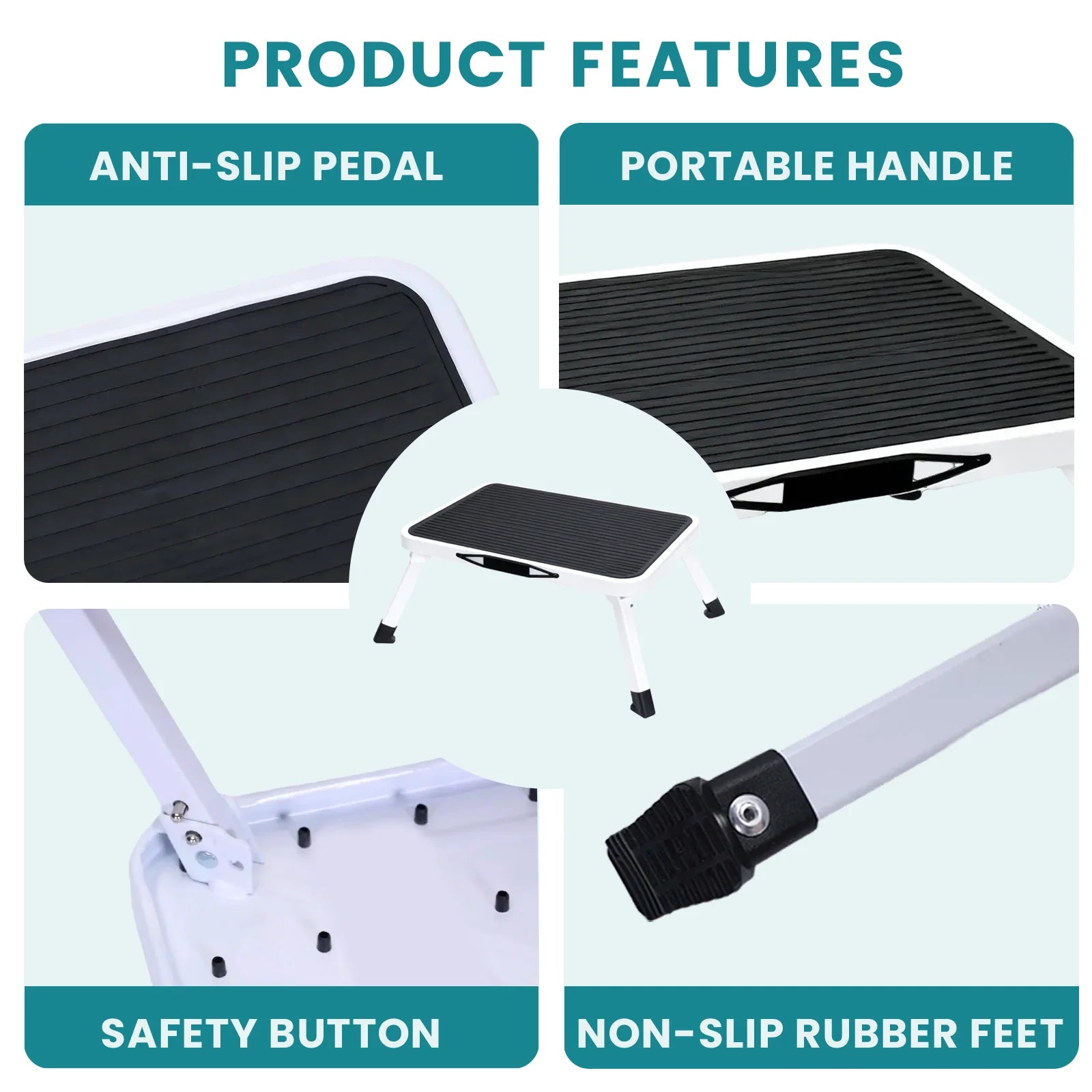 Foldable 1-Step Ladder with Non-Slip Platform and 330 lbs Capacity