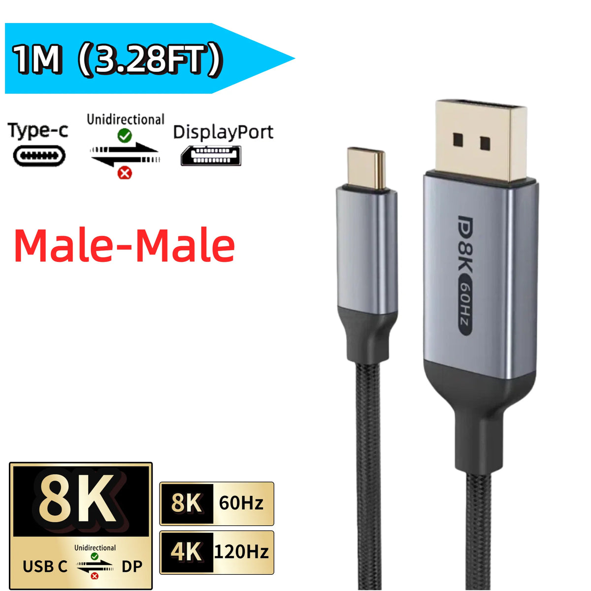 USB-C and DisplayPort Video Cable, Multiple Versions