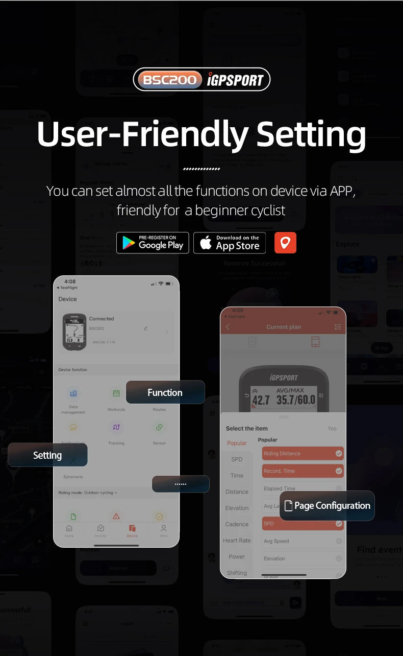 IGPSPORT BSC200 GPS Bicycle Computer Cycling Odometer Wireless Speedometer Route Navigation ANT + Bluetooth5.0 Accessories