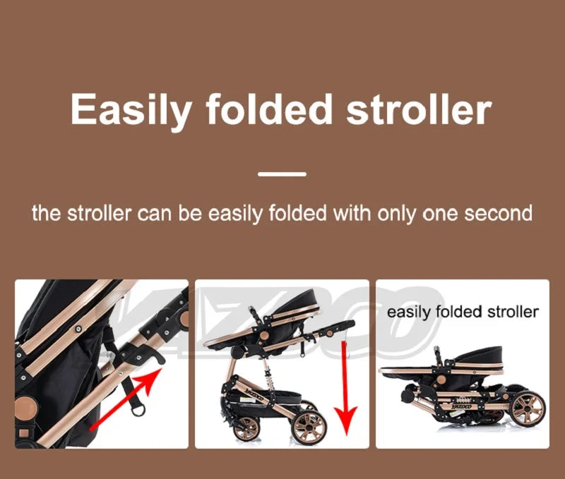Luxurious 3‑in‑1 Baby Stroller High‑Landscape Travel System