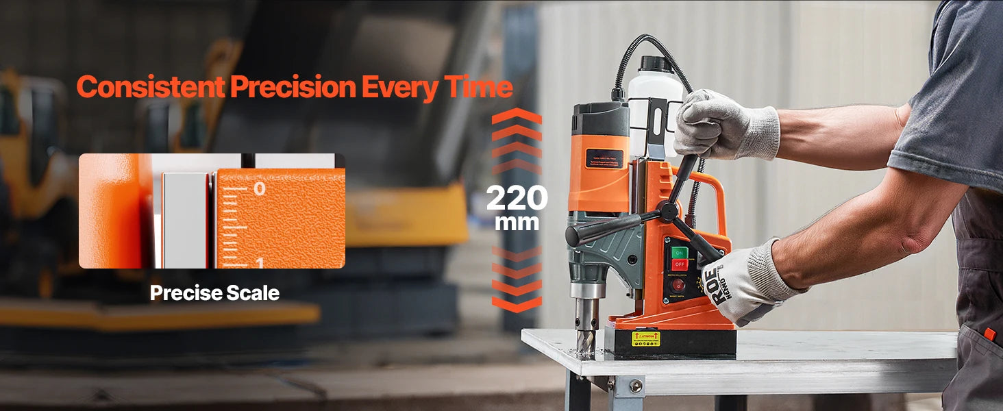 1450W Magnetic Drill Press with 12500N Base and Variable Speed