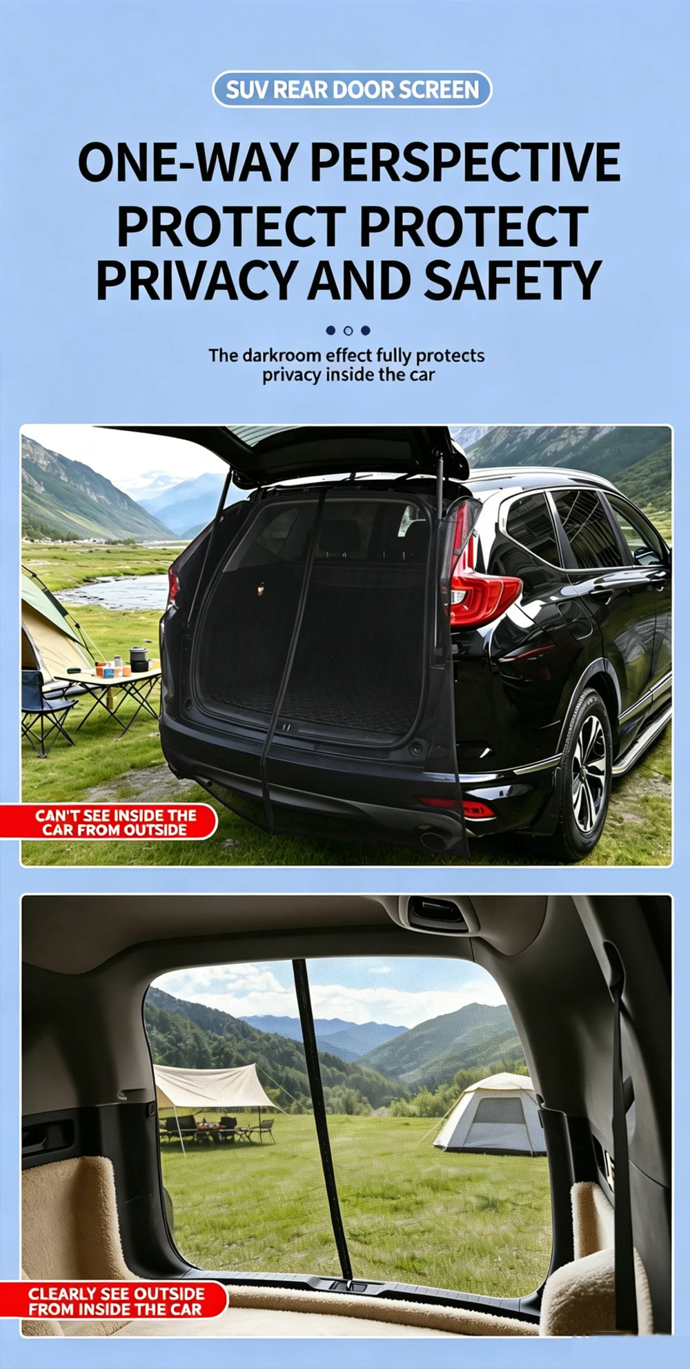 Magnetic Car Trunk Mosquito Screen Car Sunshade Curtain For Summer Mosquito Protection Ventilation Small To Mid Sized SUVs