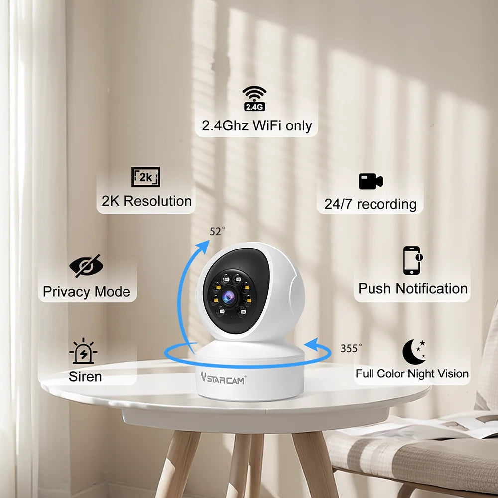 360° Indoor Security Camera with Color Night Vision & 2‑Way Audio