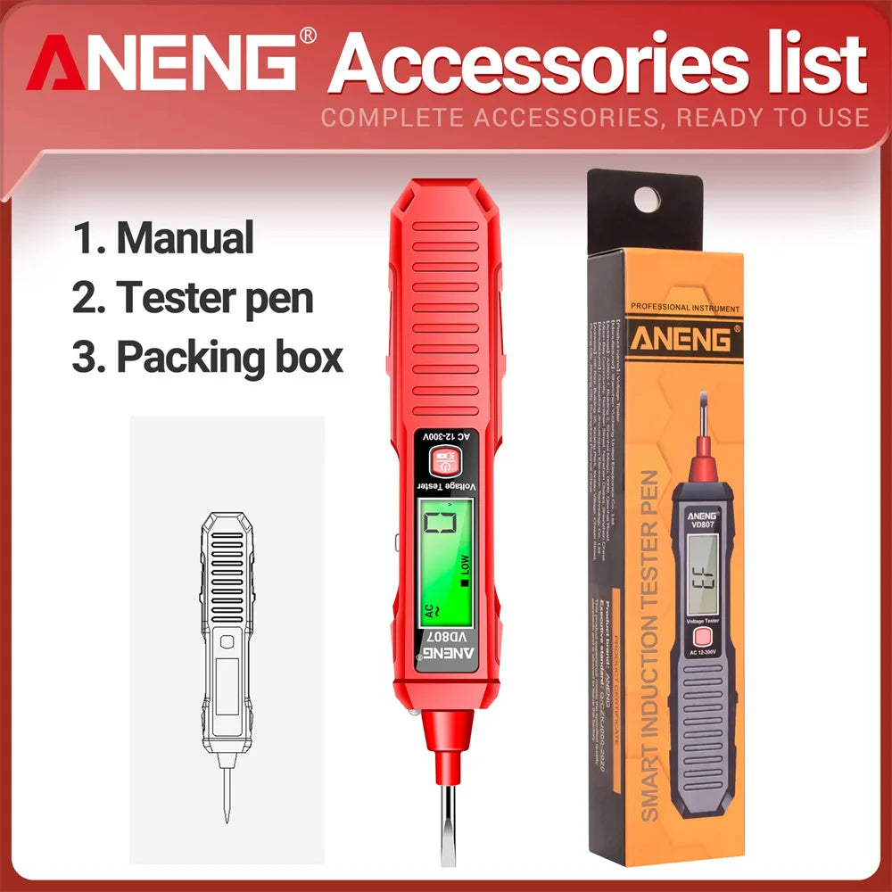 VD807 AC Voltage Tester Pen with LED Light