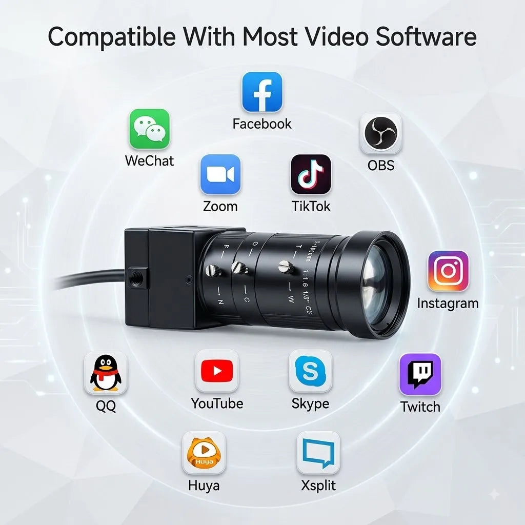 Caméra USB industrielle avec options d’objectif à zoom manuel