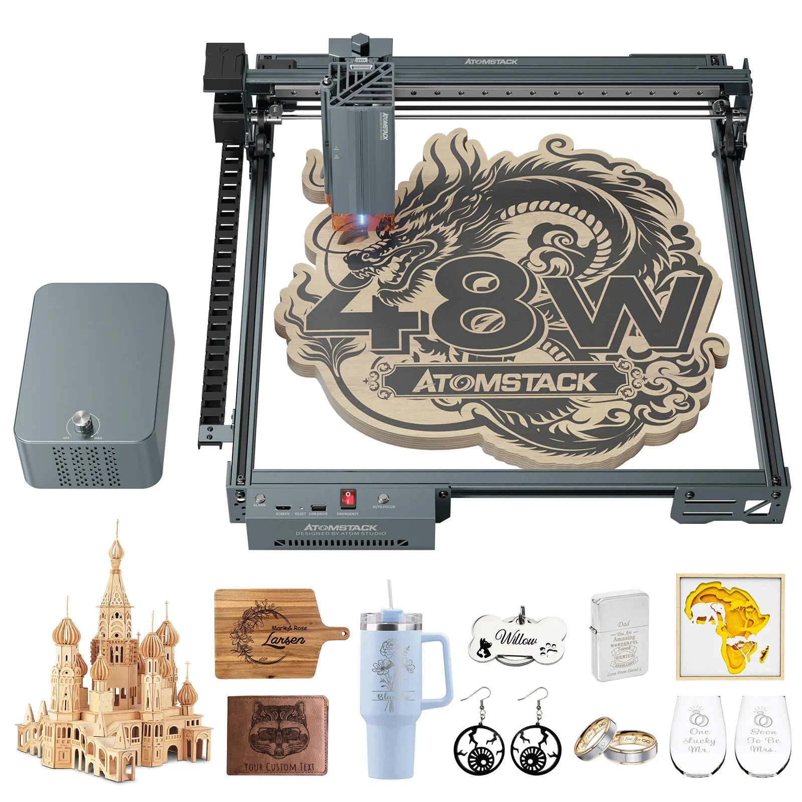 20W Laser Engraver with 400×400mm Area & Bluetooth Control