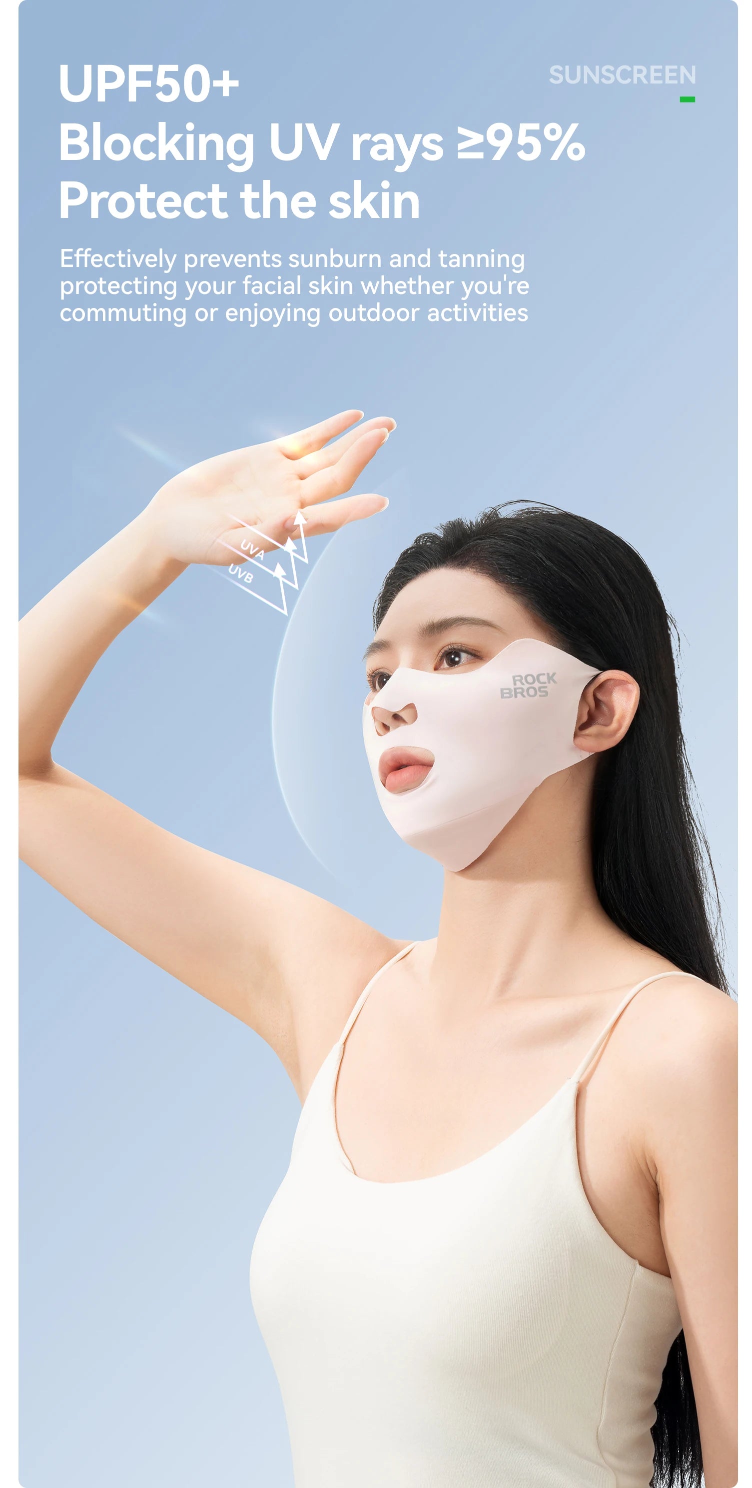 UPF50+ Ice Silk Cycling Face Mask for Sun Protection