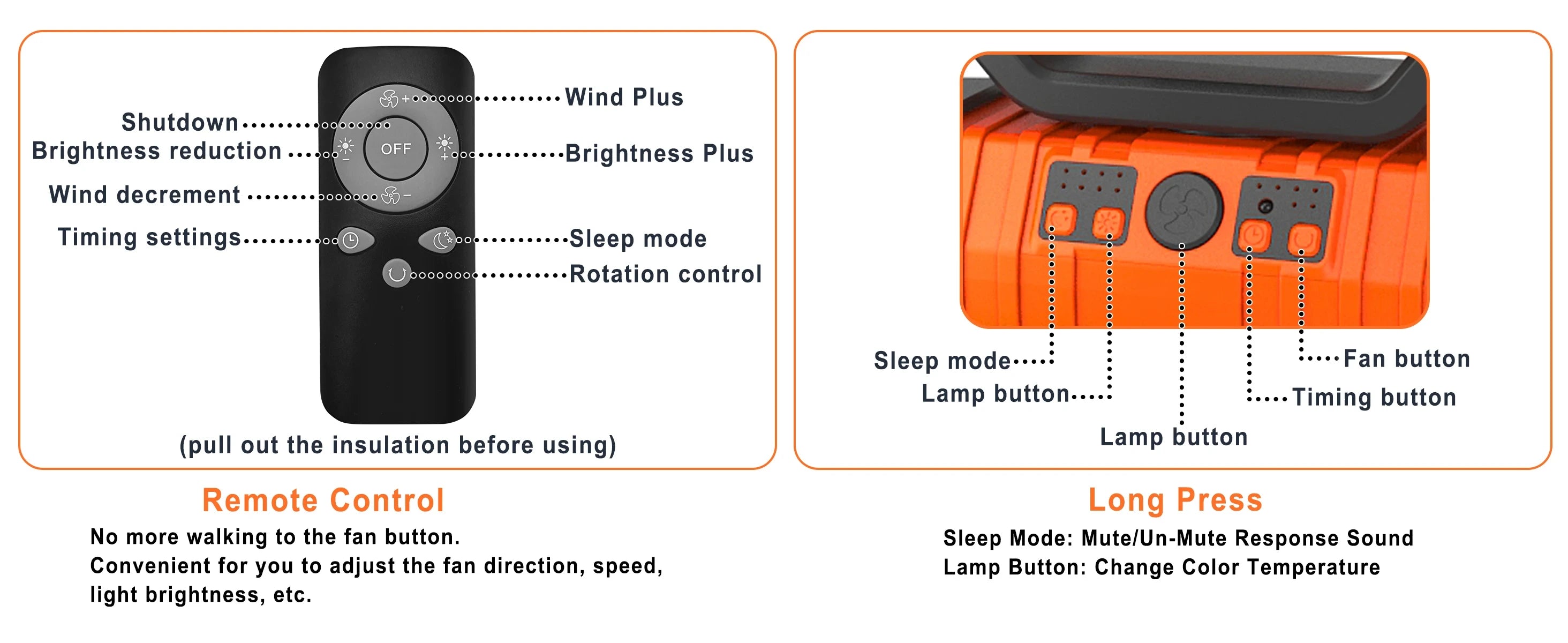 20000mAh High-Capacity Battery LED Light Camping Fan Movable Wireless Air Circulators Outdoor Ventilador with Hook