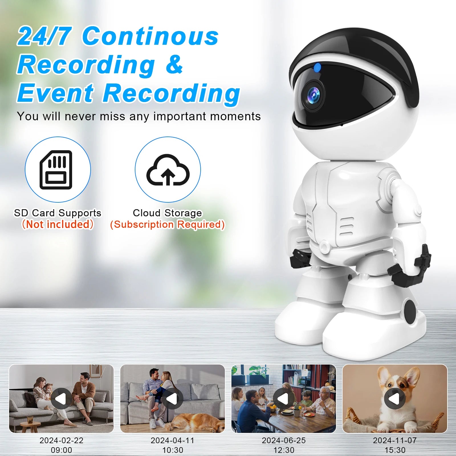 Indoor Home Security Camera with 3MP Night Vision and Audio