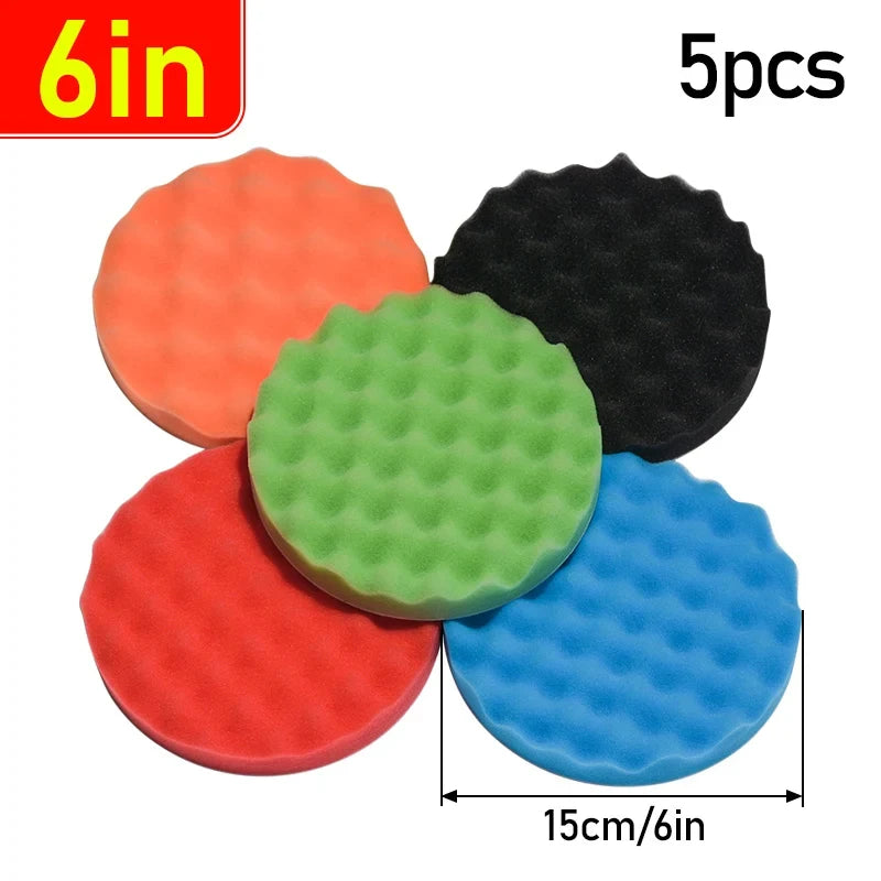 Five-Piece Sponge Polishing Pad Set, 5-7 Inch Options