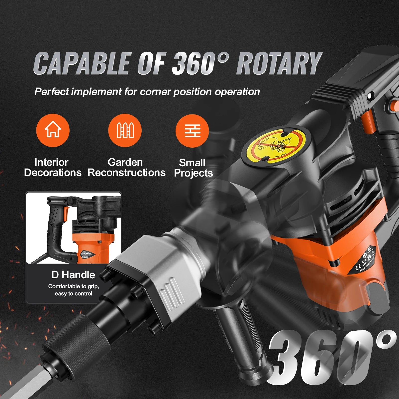 1400W Electric Demolition Jack Hammer with 2 Chisels