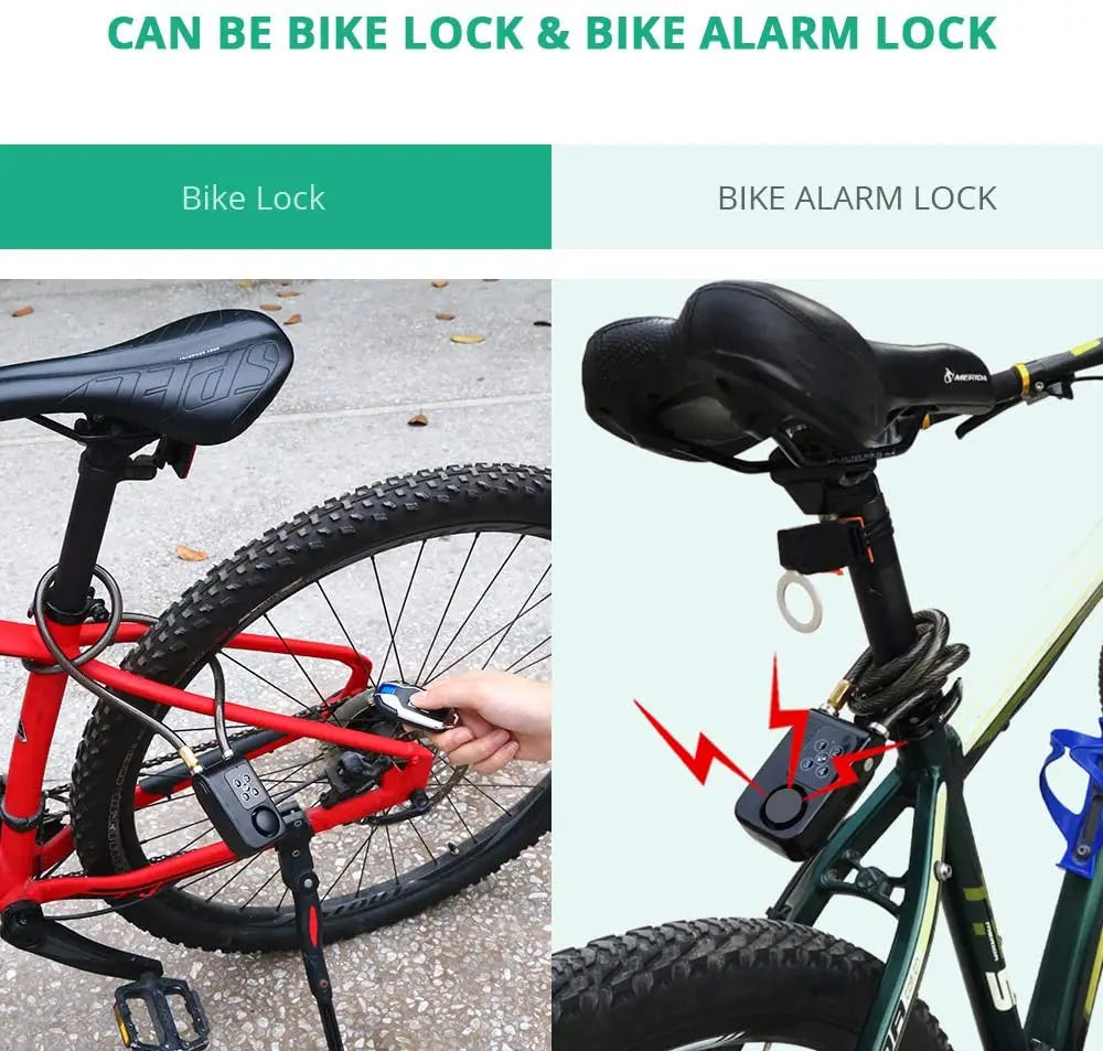 Bicycle Cable Alarm Lock with Remote
