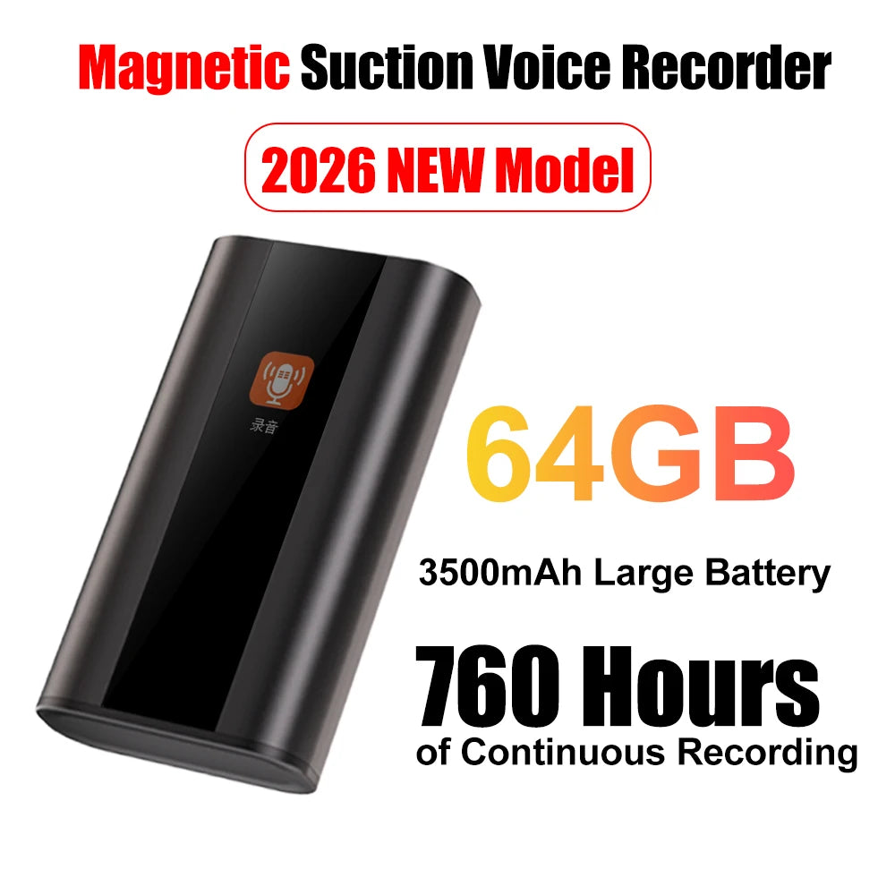 Smart Voice Recorder 360° Omnidirectional Pickup, Timing Recording, Magnetic Fixation, Compatible with Phone/Computer 64GB