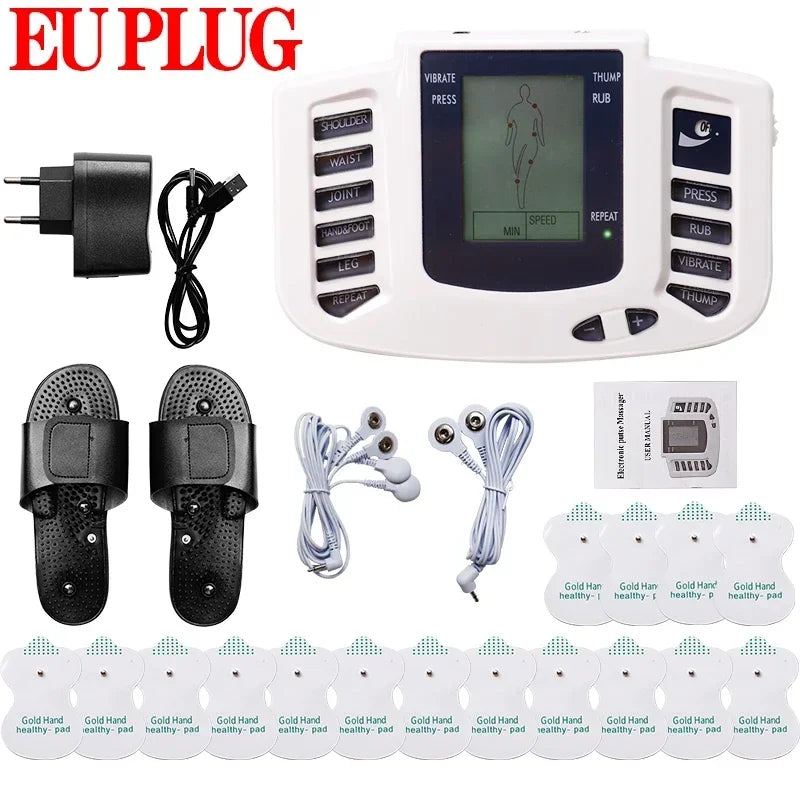 Dubbelkanalig TENS-pulsmassageapparat för kroppen med EMS-muskelstimulering