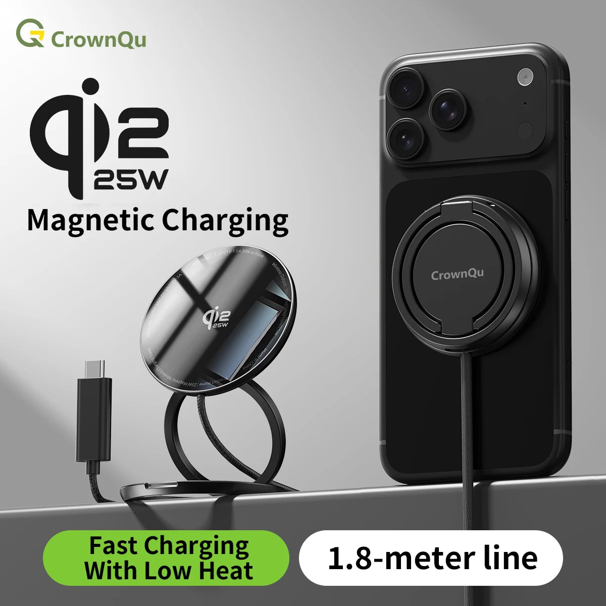 Wireless Charger Charging Station 25W Qi2.2 Fast Charge Compatible with iPhone 18/17/16 Pro Max Huawei Xiaomi and iPad airpods