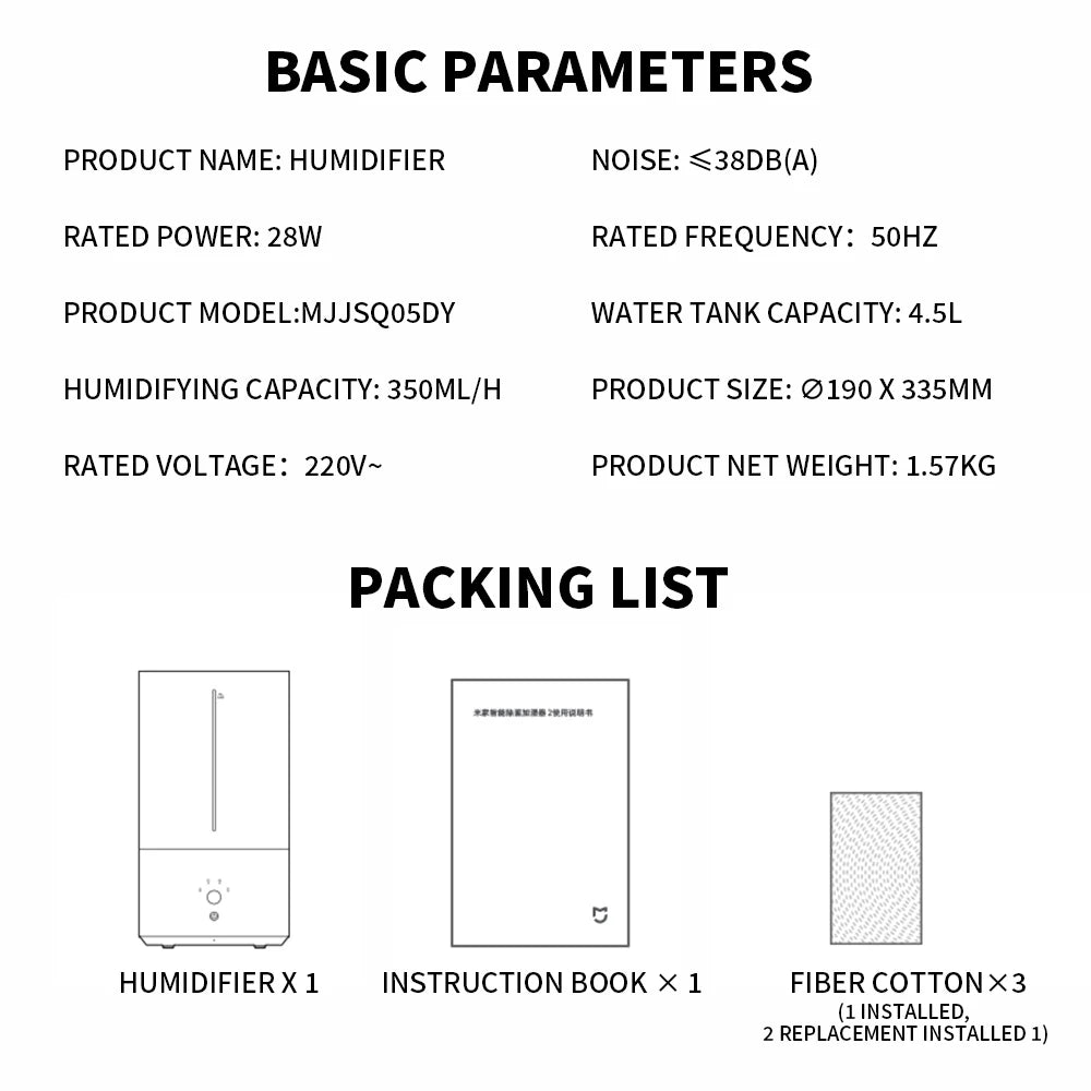 Xiaomi Smart Antibacterial Humidifier 2 4.5L UV-C Mist Control
