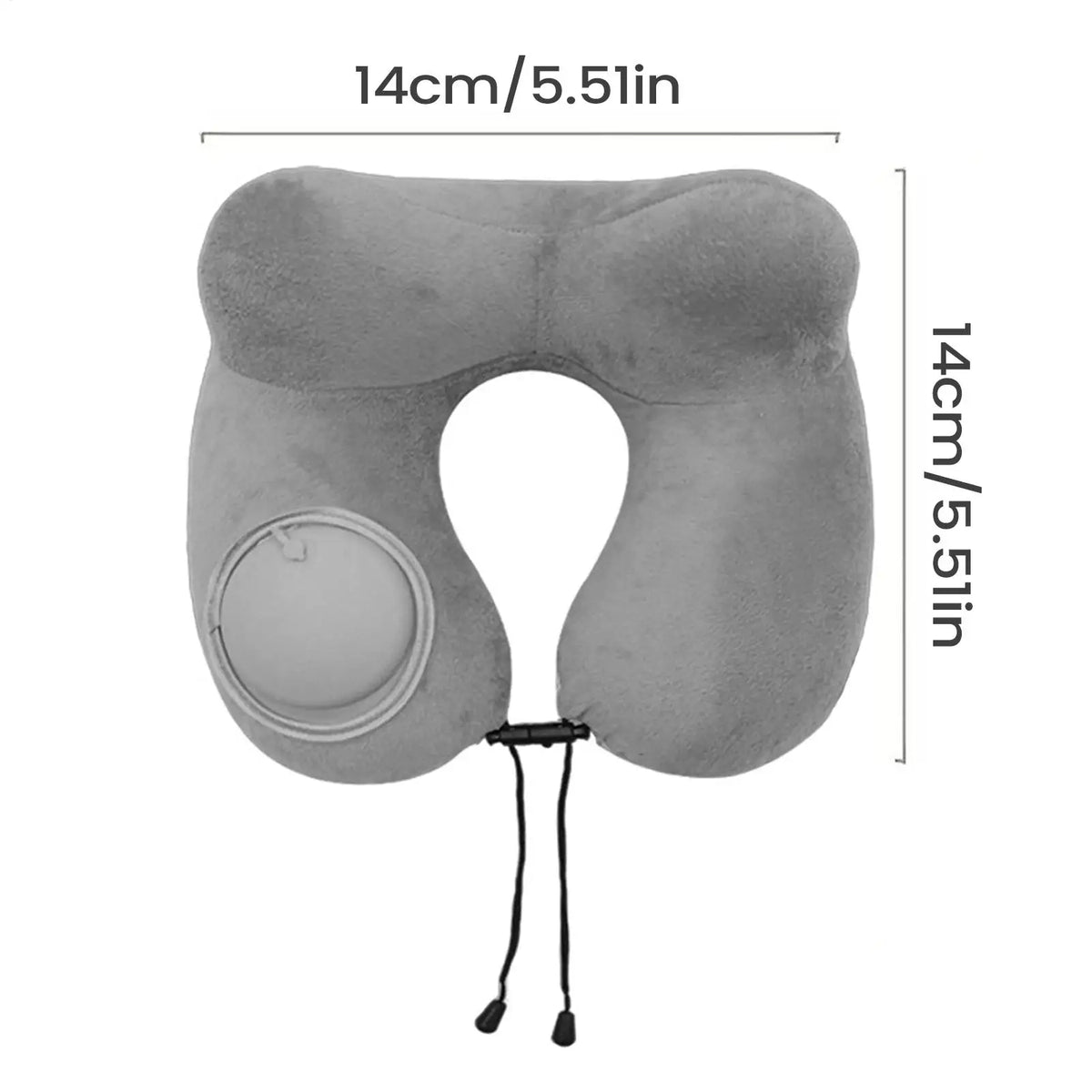Almohada de viaje inflable en forma de U para el cuello, gris