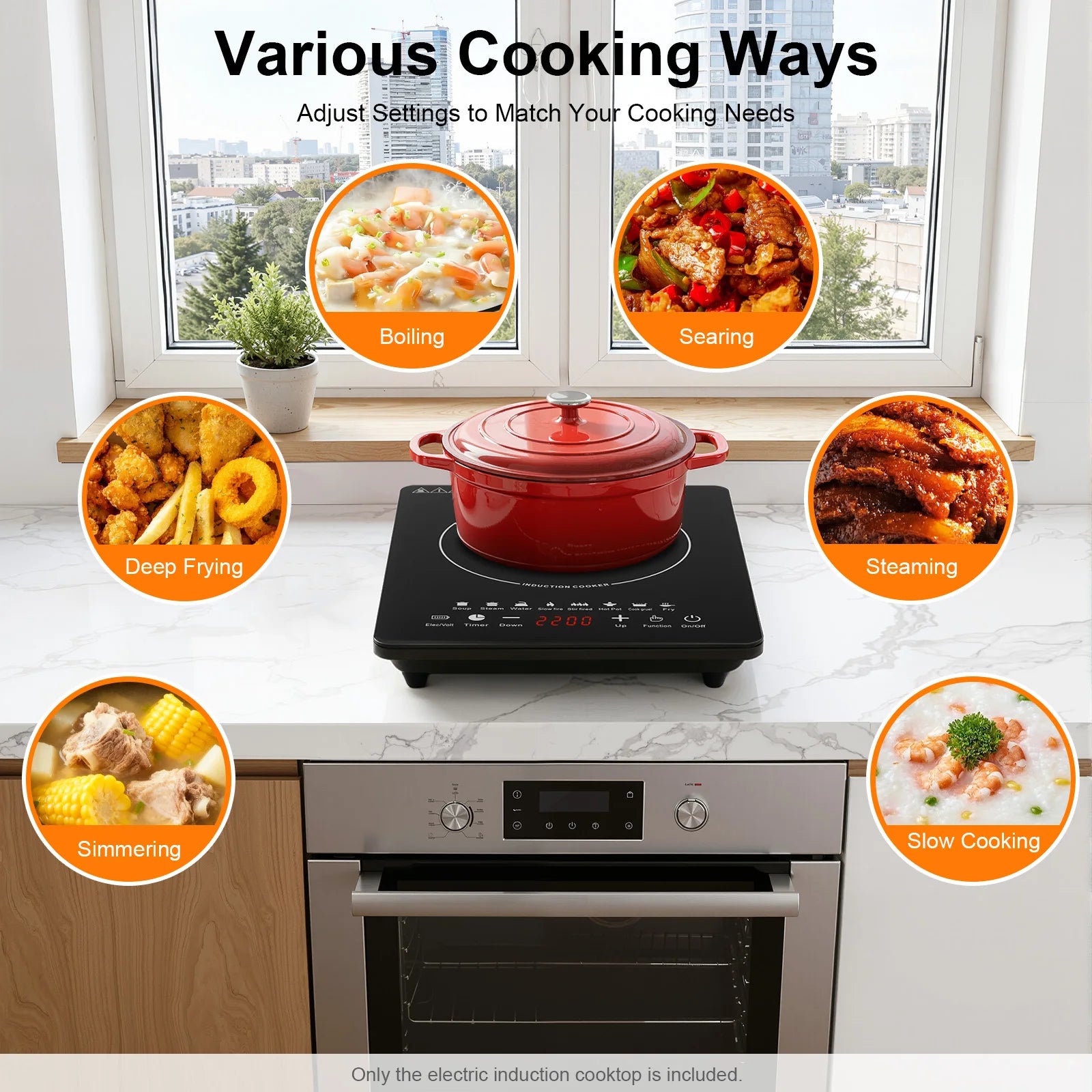 8-Level Induction Cooktop with Timer, 750W Countertop Stove