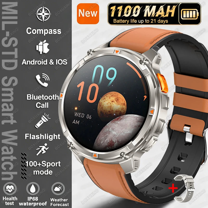 Smartwatch con chiamata Bluetooth all'aperto con bussola e GPS collegato al telefono