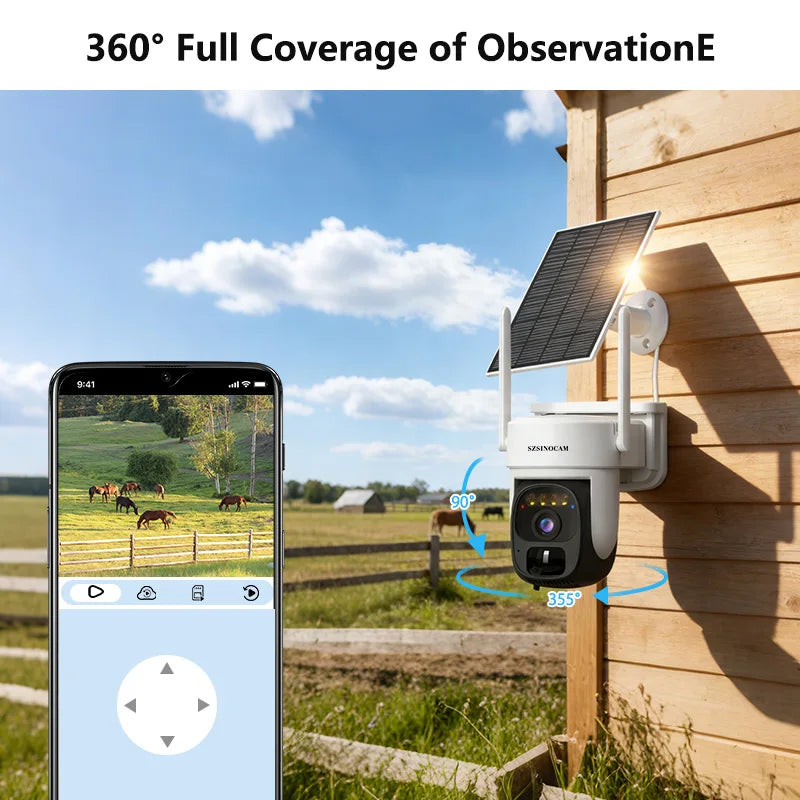 4G Solar-Powered 3MP Outdoor Security Camera with Color Night Vision