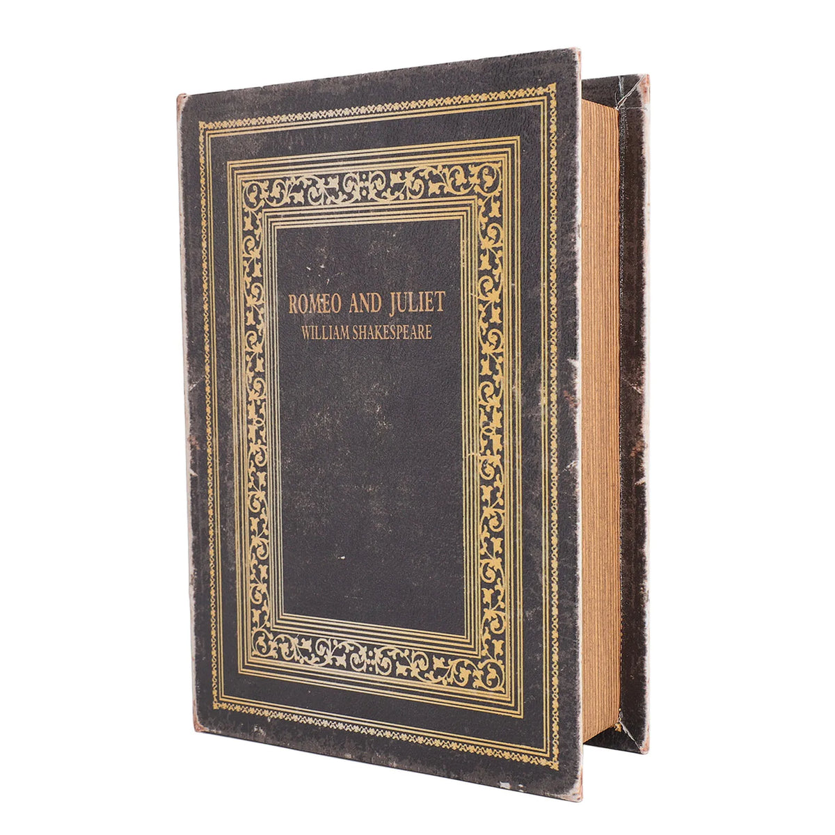 Vintage Book-Shaped Storage Box in Wood and Leather