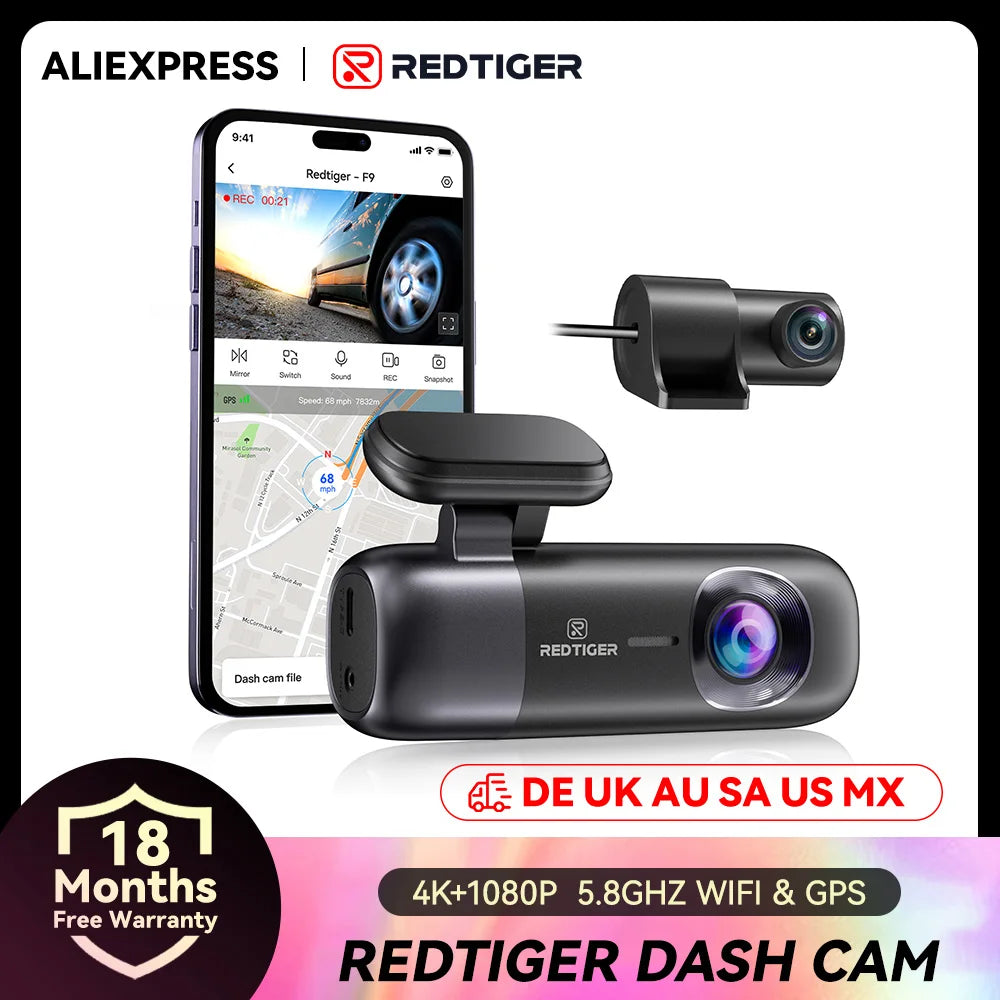 REDTIGER F9 4K Dash Cam with WiFi, GPS and Parking Mode