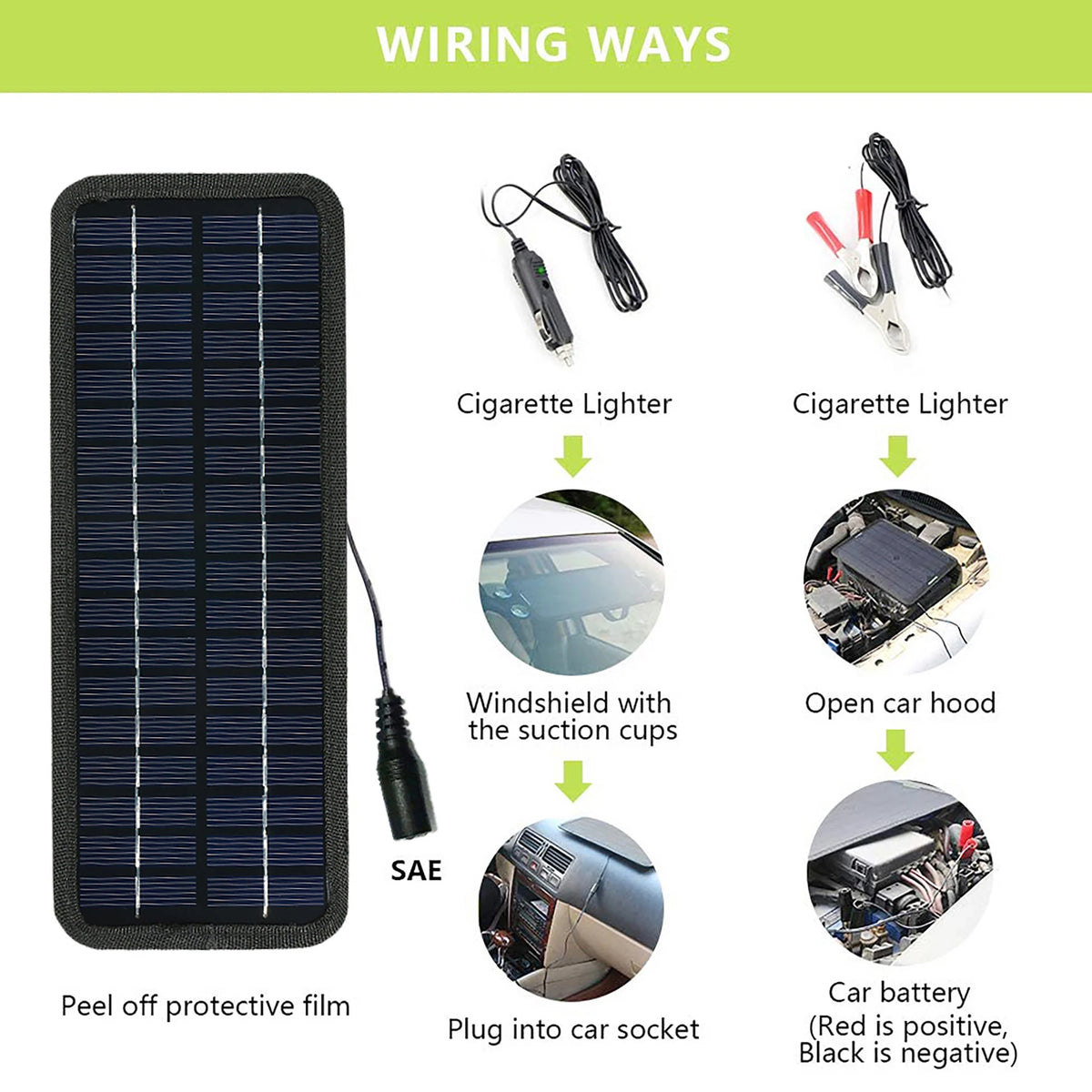 Solar Panels Charger Car Motorcycle Kick Scooters Portables Solar Panel Car Charger Battery 12V Efficient Maintenance
