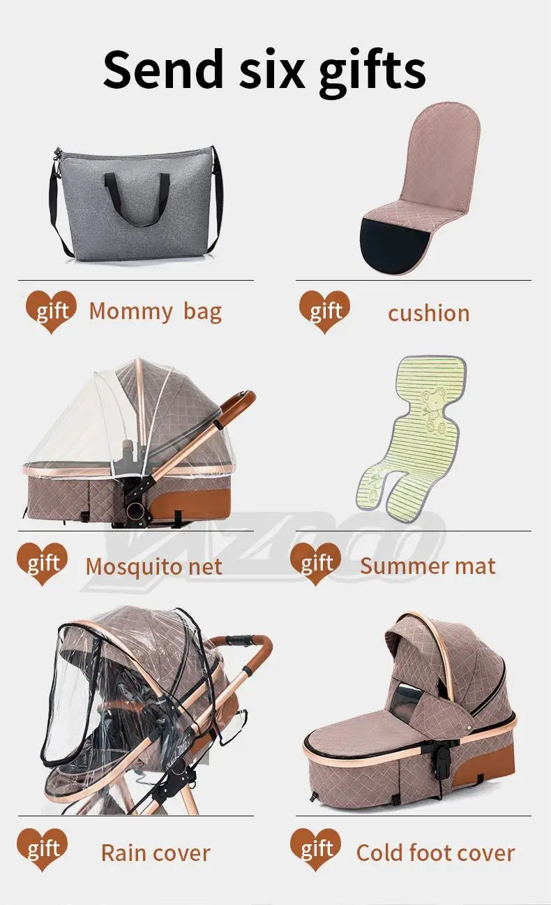 Luxury 3‑in‑1 Baby Stroller High‑Landscape Travel System