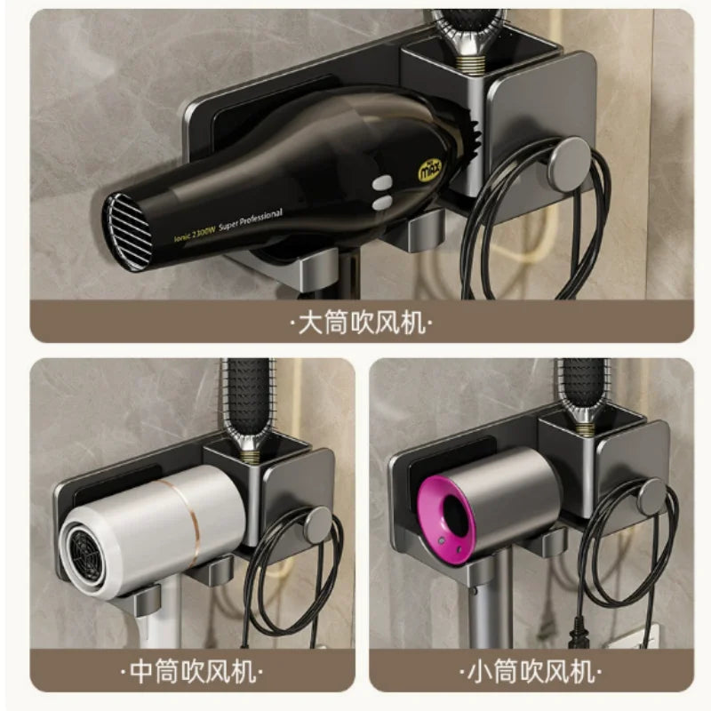 Wall-Mounted Hair Dryer and Toiletry Organiser