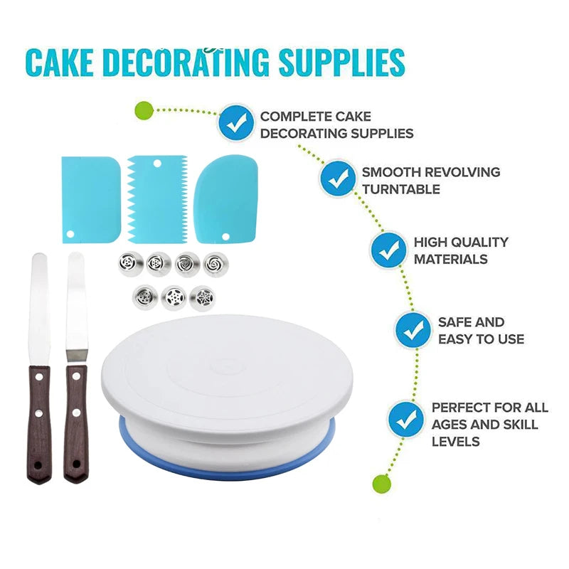 Cake Decorating Turntable Kit and Spatula Options