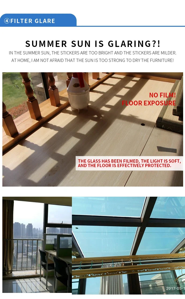 2/3/5M One Way Mirror Window Film Vinyl Self-adhesive Reflective Solar Film Privacy Window Tint for Home Silver Glass Sticker