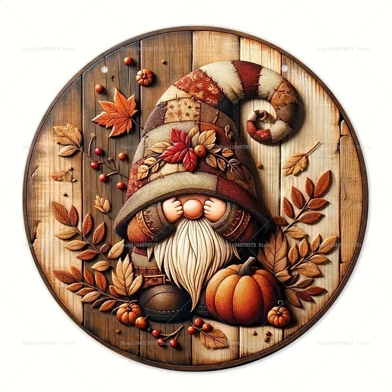 Merry Christmas Winter Snowman Metal Sign - Round Hanging Decoration for Front Door and Home Wall