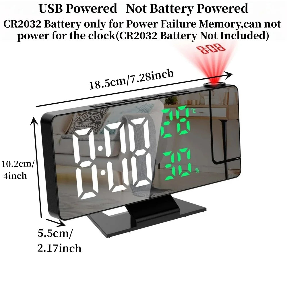 USB Projection Clock with Temperature and Humidity