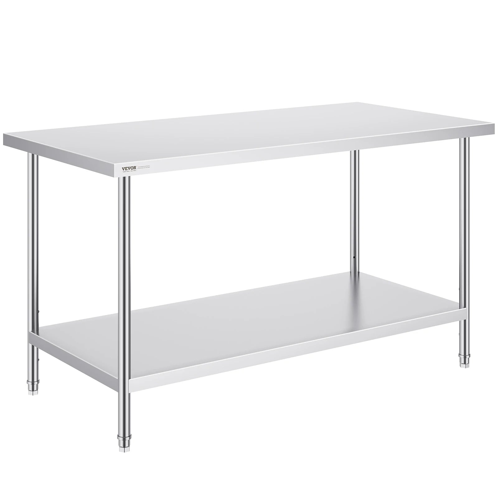 Stainless Steel Work Table with Adjustable Shelves for Kitchen Use
