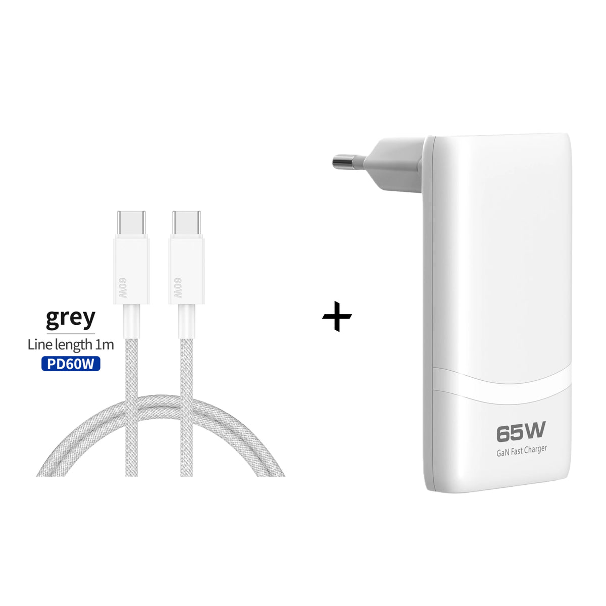 Dvostruki USB-C GaN punjač od 65 W i opcije kabela