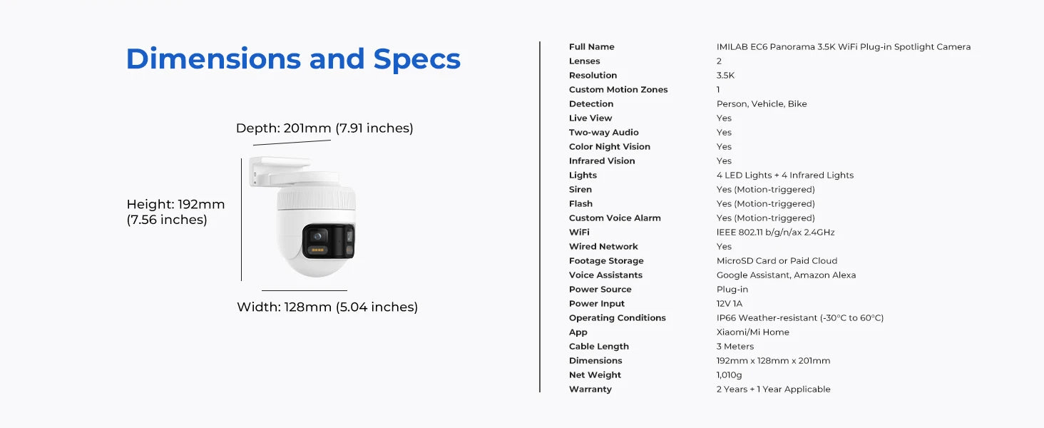 IMILAB EC6 Panorama 6MP 180° WiFi Outdoor Security Camera