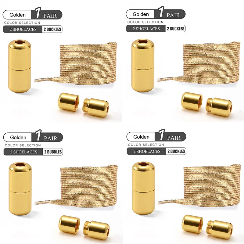 1Pair/2Pairs/4Pairs No Tie Shoe Laces Colorful Buckle Shoelaces Pearl Light Colorful Fashion Without Ties Elastic Laces Sneaker