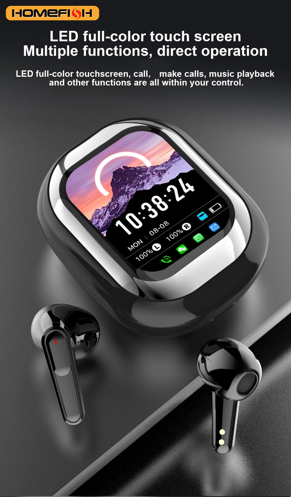 SE-ONE Wireless Earbuds with Touchscreen Case