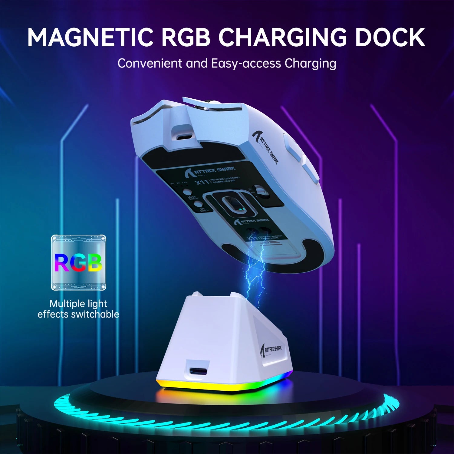 Lightweight Wireless Gaming Mouse with RGB Precision Control